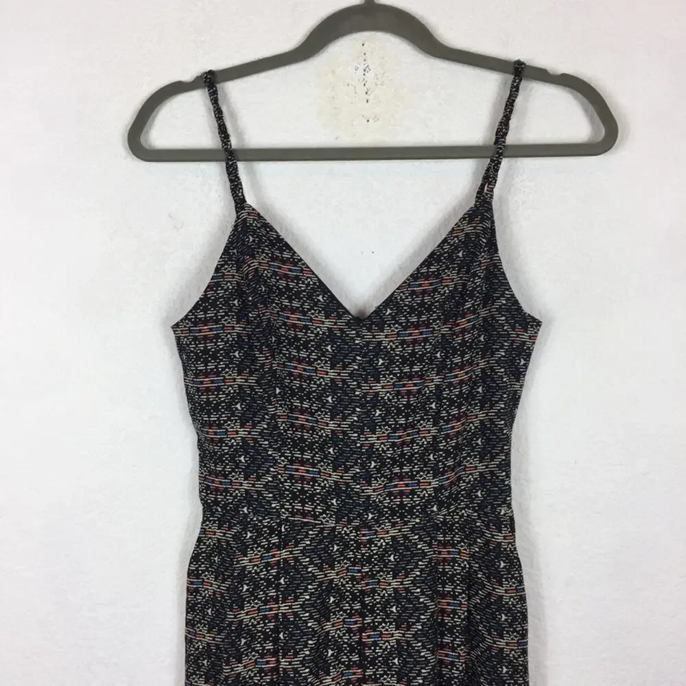 NWT Zara Boho Woven Linen Printed Tribal Crop Wide Leg Jumpsuit XS